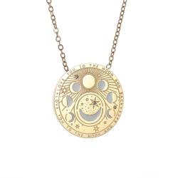Sonne und Mond Tarot Medaille Anhänger Edelstahl Halskette für Frauen Mode Jubiläum Schlüsselbein Kette Schmuck Geschenk von Hokech