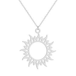 Sonnensymbol Anhänger Halskette für Frauen Mädchen Edelstahl Hohler Planet Charm Halskette Talisman Schmuck Geschenk von Hokech