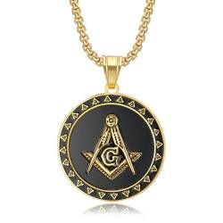 Stainless Steel Cz Masonic Pendant Necklace Boys Cross Religious Symbol Hip Hop Punk Iced Out Jewelry Gifts for Boyfriend von Hokech