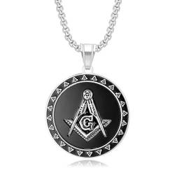 Stainless Steel Cz Masonic Pendant Necklace Boys Cross Religious Symbol Hip Hop Punk Iced Out Jewelry Gifts for Boyfriend von Hokech