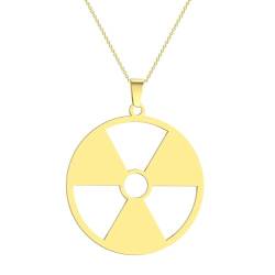 Strahlungsgefahrensymbol Anhänger Halskette für Frauen Mädchen Edelstahl Radioaktives Emblem Cyber Charm Kette Hulk von Hokech
