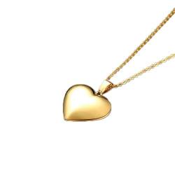 Sweet Peach Heart Love Chain Halskette für Frau Goldfarbe Edelstahl Herzförmige Fotobox Anhänger Halskette von Hokech