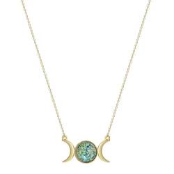 Triple Moon Göttin Anhänger Halskette Wicca Halskette Heidnischer Schmuck Opalit für Frauen Mädchen von Hokech