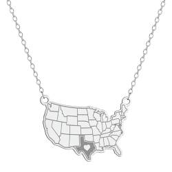 Vereinigte Staaten Karte Anhänger Halskette für Frauen Männer Mädchen Edelstahl Charm Halskette Schmuck Geschenk von Hokech