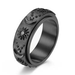 Vintage Edelstahl Sonne Mond Stern Spinner Ring für Frauen Männer Stress Release Ring Drehbarer Fidget Ring Hiphop Biker Schmuck von Hokech