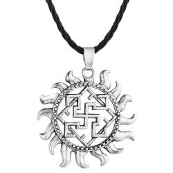 Vintage Walküre Symbol Anhänger Halskette für Männer Frauen Wikinger Slawisch Heidnisch Skandinavischer Charme Leder Kette Amulett von Hokech