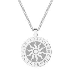 Wikinger Runen Sonnenkette für Männer Edelstahl benutzerdefinierte nordische Charme Talisman Anhänger Schutz Amulett Halsketten Geschenk von Hokech