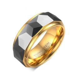 Wolfram Männer Ring Hochzeit männlicher Schmuck Goldfarbe 8mm Breite von Hokech