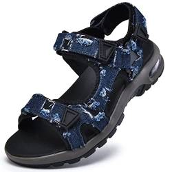 Hokieni Trekkingsandale Herren Beach Sandalen Sommer Bequeme Outdoor-Sandalen mit Klettverschluss Sport Wandersandale Destroyed Blue 41 EU von Hokieni