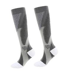 2/3 Paar Minasa Kompressionsstrümpfe Damen Herren Lange Stützstrümpfe Socken Abgestufte Orthopädische Kompressionssocke Laufsocken (2Paar Grau, XXL) von Hokuto