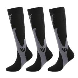 2/3 Paar Minasa Kompressionsstrümpfe Damen Herren Lange Stützstrümpfe Socken Abgestufte Orthopädische Kompressionssocke Laufsocken (3Paar Schwarz, L/XL) von Hokuto