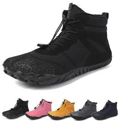 Barfußschuhe Winter, Outdoor Barfußschuhe Herren Damen Herbst Winter, Wasserdicht Barfussschuhe Barefoot Shoes (Black C, 46) von Hokuto