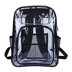 Durchsichtige Rucksäcke für die Schule, transparentes PVC, großes Fassungsvermögen, lässig, für Fitnessstudio, Reisen, Preppy-Rucksack für Mädchen, Jungen, Teenager (Schwarz) von Hokuto