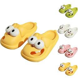 Hokuto Big Eye Hundehausschuhe, süße lustige Cartoon-Hundehausschuhe für Damen, Kawaii Zehenloch-Slipper (Gelb, adult, women, numeric_40, numeric_range, eu_footwear_size_system, numeric_41, medium) von Hokuto