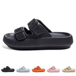 Hokuto Cozy Slides Original Cloud Slippers, Unisex Doppelte Schnalle Weiche Sommer Strand Schuhe Sandalen (Schwarz, adult, numeric_38, numeric_range, eu_footwear_size_system, numeric_39, medium) von Hokuto