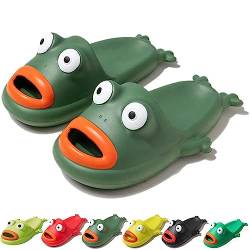 Hokuto Frog Slippers Unisex Frog Slides Sandals Cartoon Funny Fish Slides Non-slip Comfort Slippers (Dark Green, adult, women, numeric_40, numeric_range, eu_footwear_size_system, numeric_41, medium) von Hokuto