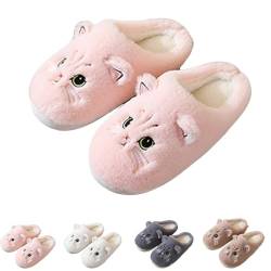 Hokuto Hausschuhe Katzen, Katzen Hausschuhe Damen, Flauschig PlüSch Hausschuhe FüR Damen Kawaii Shoes Cozy Slippers (Rosa, Erwachsene, 38, Numerisch (von/bis), EU Schuhgrößensystem, 39, Breit) von Hokuto