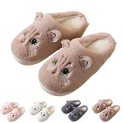 Hokuto Katzen Hausschuhe Damen, Flauschig PlüSch Hausschuhe FüR Damen Kawaii Shoes Cozy Slippers (brown, 42) von Hokuto