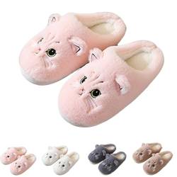 Hokuto Katzen Hausschuhe Damen, Flauschig PlüSch Hausschuhe FüR Damen Kawaii Shoes Cozy Slippers (pink, 44) von Hokuto