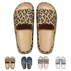 Hokuto Leopard Sandals For Women Men, Leopard Print Shoes Women, 2023 Summer Animal Leopard Slippers Slides Flats (Khaki, EU 38-39) von Hokuto