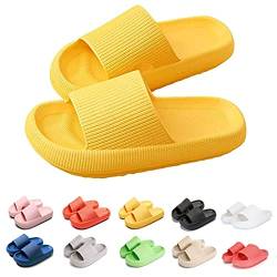 Hokuto Pummy Hausschuhe, Cozy Slides Original Cloud Slippers Schlappen Damen Badelatschen Herren (Yellow, adult, women, wide), 40/41 EU Weit von Hokuto