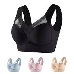 Hokuto Wmbra BH, Wmbra Haltungskorrigierender BH, Zenchic Chelloz kabelloser Push-up-BH mit ergonomischem Komfort und Crossover (Black, 4XL) von Hokuto