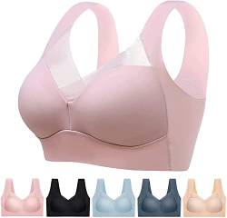 Hokuto Wmbra Haltungskorrektur BH, Wmbra BH, Ohne BüGel Push Up BH FüR Seniorinnen (DE/NL/SE/PL, Alphanumerisch, 5XL, Regular, Regular, Rosa) von Hokuto