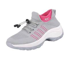 OrthopäDische Komfortschuhe FüR Frauen, Modische Sockenschuhe, Atmungsaktive Sportschuhe FüR Damen (Grau, Erwachsene, 39, Numerisch, EU Schuhgrößensystem, Breit) von Hokuto