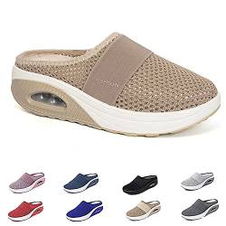 Orthopädische Schuhe Damen Air Cushion Slip On Walking Orthopedic Diabetic Walking Shoes Freizeit Mesh Atmungsaktiv Sandals (Beige, Erwachsene, Damen, 41, Numerisch, EU Schuhgrößensystem, M) von Hokuto