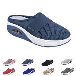 Orthopädische Schuhe Damen Air Cushion Slip On Walking Orthopedic Diabetic Walking Shoes Freizeit Mesh Atmungsaktiv Sandals (Dunkelblau, Erwachsene, Damen, 37, Numerisch, EU Schuhgrößensystem, M) von Hokuto