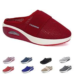 Orthopädische Schuhe Damen Air Cushion Slip On Walking Orthopedic Diabetic Walking Shoes Freizeit Mesh Atmungsaktiv Sandals (Dunkelrot, Erwachsene, Damen, 43, Numerisch, EU Schuhgrößensystem, M) von Hokuto