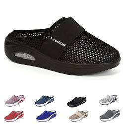 Orthopädische Schuhe Damen Air Cushion Slip On Walking Orthopedic Diabetic Walking Shoes Freizeit Mesh Atmungsaktiv Sandals (Schwarz, Erwachsene, Damen, 36, Numerisch, EU Schuhgrößensystem, M) von Hokuto