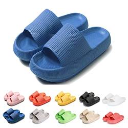 Pummy Hausschuhe, Cozy Slides Original Cloud Slippers Schlappen Damen Badelatschen Herren (Blue, 36) von Hokuto