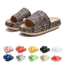 Schlappis Wolken Damen, Cozy Slides, Cosyslides Wolkenslipper Original, Weich Rutschfeste Hausschuhe (Leopardenbraun, adult, numeric_38, numeric_range, eu_footwear_size_system, numeric_39, wide) von Hokuto