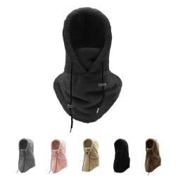 Sherpa-Kapuze, Sherpa-Kapuze Skimaske Winter warm Winddicht Radfahren Wandern, verstellbare Schal-Abdeckung, Mütze, Unisex, Damen, Herren (Schwarz) von Hokuto