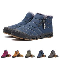 Winterschuhe Herren Mit ReißVerschluss, Winterstiefel Herren GefüTtert Und Wasserdicht, Herren Stiefeletten Mit ReißVerschluss (Blau, Erwachsene, 46, Numerisch, EU Schuhgrößensystem, Breit) von Hokuto