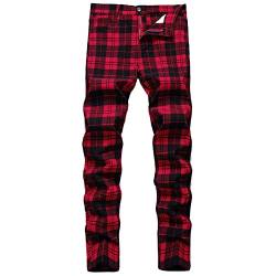 Herren Chino Hose Chinohose Anzughose Anzug Herrenhose Röhrenhose Pants Elegant Business Slim Fit Regular Klassisch Classic Basic Herren Jogginghose Lässige Hosen Herren Slim Casual Feet (Wine, M) von HolAngela