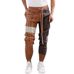 Herren Gestrickte Hosen Sweatpants Herren Strickhose Classic Bequeme Freizeithose Hosen Jogginghose Herren Sporthose Herren Lang Trainingshose Damen Sweathose Stoffhose Mit Kordelzug (1B-Coffee, XL) von HolAngela