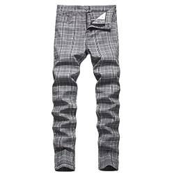 Herren Karierte Hose Business Arbeitshose Slim Fit Chino Hose Trainingshose Sweatpant Jogginghose Sporthose Chinohose Regular Fit Stretch Hose Karo-Muster Herrenhose Freizeithose (GY1, XXXL) von HolAngela