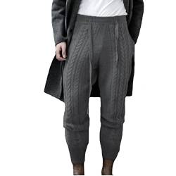 Herren Strickhosen Gestrickte Leggings Lange Sportleggings Kordelzug Jogginghose Sporthose Herrenhose Gestrickte Hose Herren Knit Pant Strickhose Herren Sweathose Trainingshose (1C-Grey, XL) von HolAngela