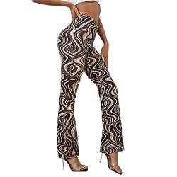 Yogahose Damen Boho Strandhose Hippie Blumen Schlaghose Weites Bein Palazzo Sommerhose Elegant High Waist Bootcut Freizeithose Caprihose Elastische Taille Yogahose Blickdicht Freizeithose (B, XL) von HolAngela