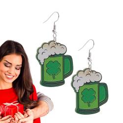 Mardi Gras Ohrringe | Clown-Ohrringe aus Holz | St. Patricks Day Ohrringe für Frauen, grüne Glückskleeblatt-Ohrringe, Holz, lustige Feiertags-Ohrringe Holdes von Holdes
