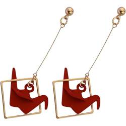 1 Paar Kranich-Ohrringe aus Papier Kostüm-Ohrringe Ohrhänger für Damen kolczyki damskie ohrringe hängend rote Ohrstecker Ohrringe für Frauen Damenohrringe baumeln von Holibanna
