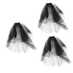 3 Stk Halloween-Schleier Kopfschmuck aus Schleier transparenter Hochzeitsschleier halloween haarschmuck halloween kopfschmuck hochzeitsdeko Tiara Bandschleier Party-Kopfschmuck von Holibanna