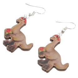 Holibanna 1 Paar Dinosaurier-Ohrringe Drop-Hook-Ohrringe Frauen Weihnachtsohrring Geschenke für kleine Geschenke Weihnachtssto Damen Ohrringe weihnachtsohrringe geschenk Persönlichkeit Holz von Holibanna
