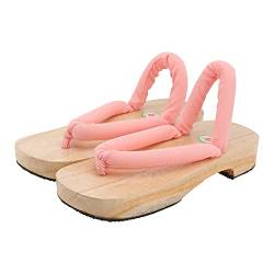 Holibanna 1 Paar verstopft Hausschuhe Sandalen japanisches Holz Holzschuhe Keil Hausschuhe für Männer Damen Hausschuhe Damen Sommerschuhe Damenschuhe Mode Flip-Flops Pala Fräulein Gummi Rosa von Holibanna