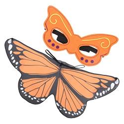 Holibanna 1 Satz Schmetterlingsflügel-umhang Flügel Für Mädchen Flügel Schal Flügel Kostüm Cosplay Schmetterlingsflügel Schmetterlingsmaske Feenschal Mit Maske Chiffon Jasmin Damen Kleidung von Holibanna