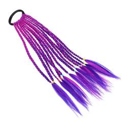 Holibanna 1stk Perücke Kinder Dekor Geflochtener Pferdeschwanz Haare Pferdeschwanz Geflochtene Pferdeschwanzverlängerung Braid Elastische Violett Hochtemperaturdraht Mädchen Haarschmuck von Holibanna