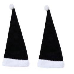Holibanna 2 Stk Schwarze Plüschmütze Plüsch Weihnachtsmützen Weihnachtsplüschmütze Kopfbedeckung Mit Schwarzem Hut Für Erwachsene Weihnachtsmannmütze Großes Weißes Fell Universal- Kind von Holibanna