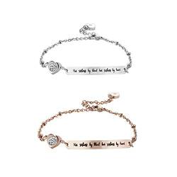 Holibanna 2 Stück Armbänder Beste Freunde Nicht Blut Schwestern Herz Schwester Armband Inspirierende Armbänder Schmuck Mantra Armreif für Frauen Schwestern von Holibanna